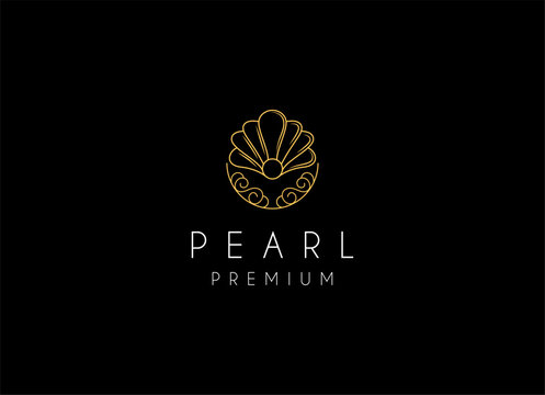 Minimalist and luxury gog pearl sea shell logo design