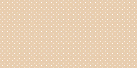 Polka dot seamless pattern. Beige and white repeated background. Swatch template for textile, fabric, plaid, tablecloths, clothes. Vector wide ecru wallpaper © vika_k
