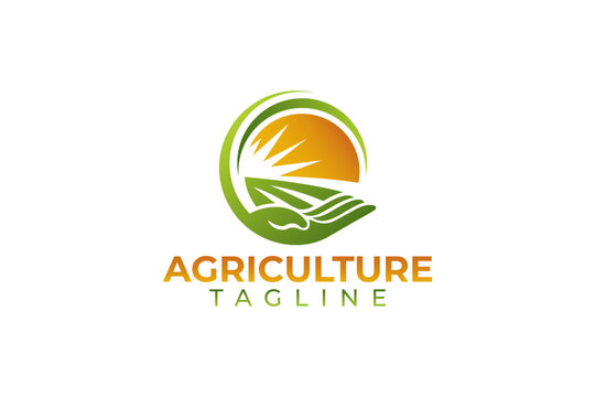 Agriculture farm and hand vector and logo