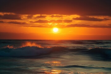 Fototapeta na wymiar beautiful sunset over ocean. Generative AI