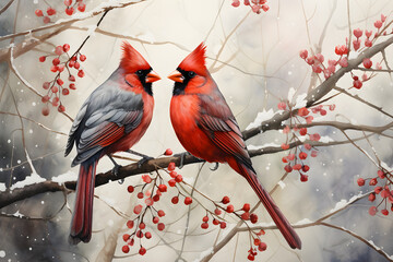 Winter Serenity, Majestic Birds Adorning a Snowy Landscape