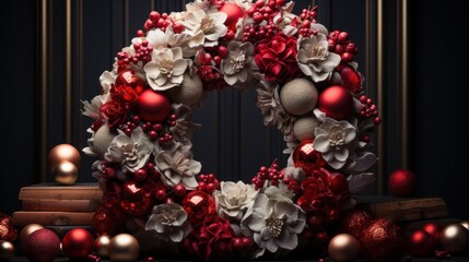 Fototapeta na wymiar christmas wreath, winter theme, christmas background and wallpaper