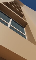 Detail of a building modern hotel render 3d architected wallpaper background
