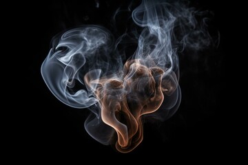 Enigmatic smoke forms a heart shape against a dark backdrop. Generative AI - obrazy, fototapety, plakaty