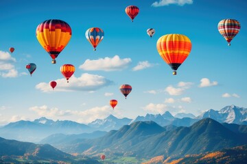 Fototapeta na wymiar Colorful air balloons in the deep blue sky