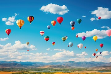 Obraz premium Colorful air balloons in the deep blue sky