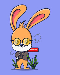 vector illustration of a female rabbit, an office worker posing beautifully. animal profession icon concept