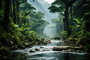 Naklejka na ściany i meble A river landscape in the Amazon rainforest