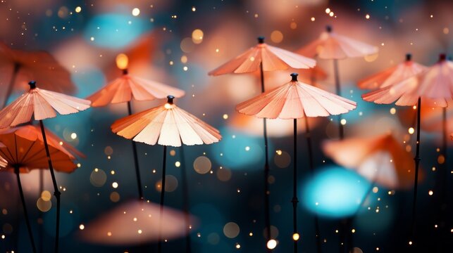 A group of colorful umbrellas. Generative AI. 