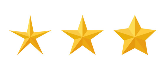 Fototapeta premium Star icon vector in 3d style. Gold stars sign symbol isolated on white background