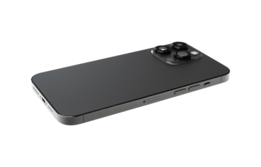 back view of black smartphone  mockup isolated with clipping path on transparent background.