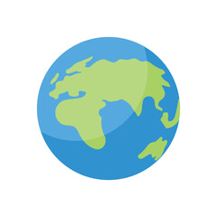 Globe world map with shadow on white background. Vector Illustration.