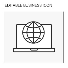  Global network line icon. Online international website about banking. Business plan. Business concept. Isolated vector illustration. Editable stroke