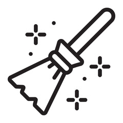 witch broom line icon
