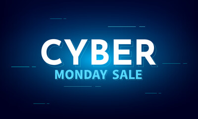 Obraz premium Cyber Monday sale design template. Cyber monday sales promotion web banner, poster. Vector illustration