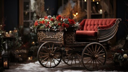 christmas sleigh, winter theme, christmas background and wallpaper