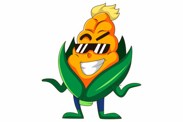 Cute Corn Character Design Illustration