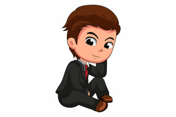 Cute Boy wearing Tuxedo Character Design Illustration