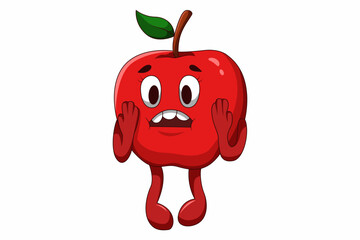Cute Apple Character Design Illustration