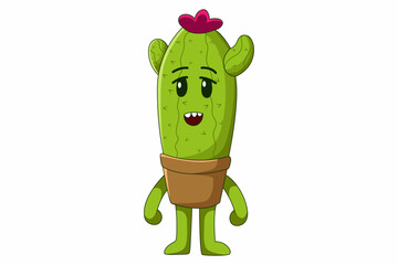 Cute Cactus Character Design Illustration