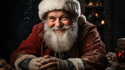 santa claus with christmas tree, winter theme, christmas background and wallpaper - obrazy, fototapety, plakaty