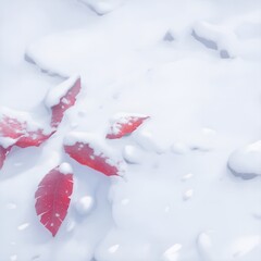 red leaf on snow background