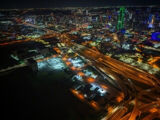 Fototapeta na wymiar Dallas at night from overhead
