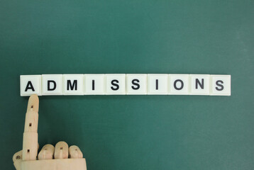 letters of the alphabet with the word Admission. the concept of student admission