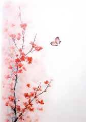 Cherry blossom sakura and butterflies, Unconditional love background 