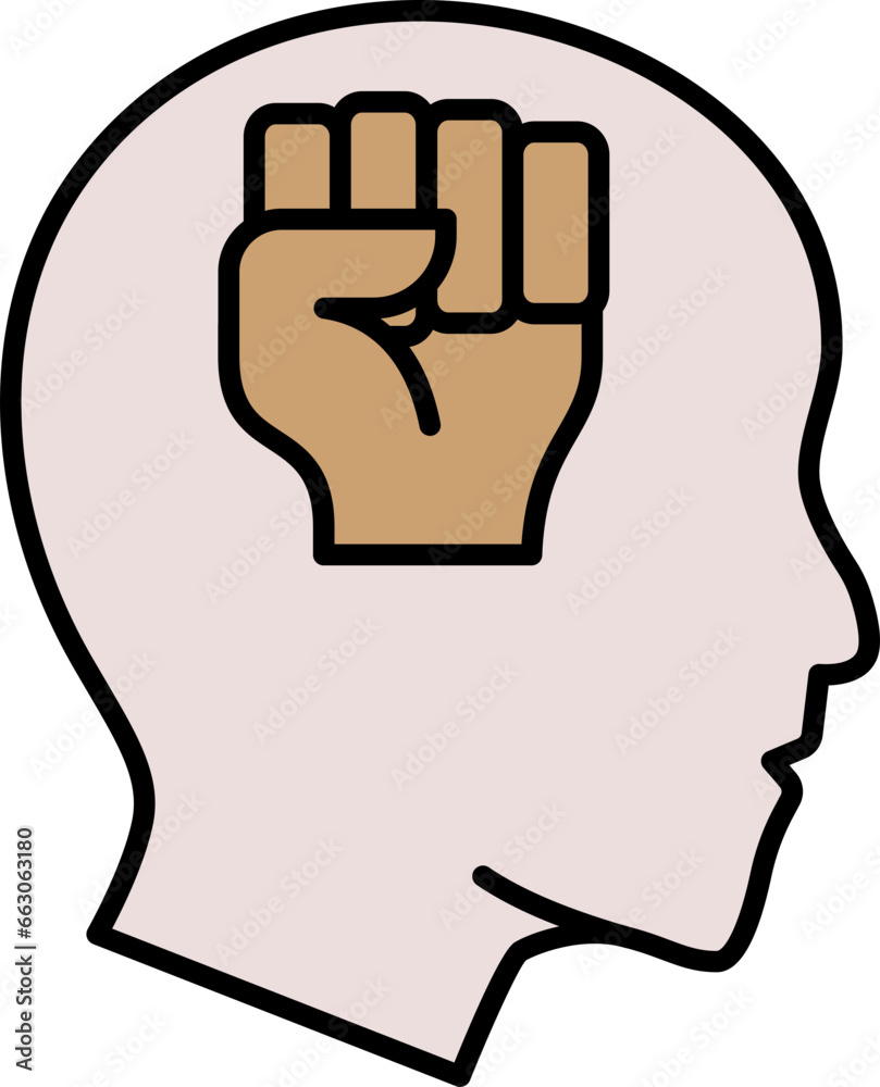 Poster fist in human head icon