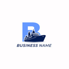 design logo creative letter B and ship cargo