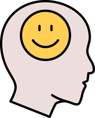 Smile emoji in human head icon