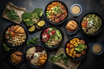 assortment of plant-based meals. Generative AI
