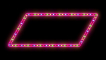 Night advertising sign neon border with colorful light on black background. 3d rendering