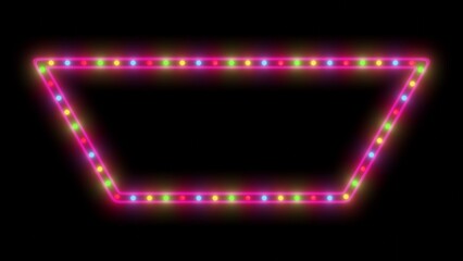 Night advertising sign neon border with colorful light on black background. 3d rendering
