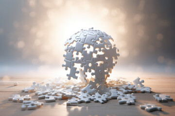 A brain made of puzzle pieces illustrating memory loss and Alzheimer's disease