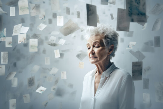 An old woman suffering from Alzheimer's disease or dementia