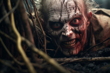 Zombie Laying on the Ground, Angry Zombie, Zombie Portrait, Realistic Zombie