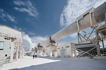 Modern factory of calx production with rotary kiln building