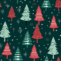 seamless Christmas trees pattern