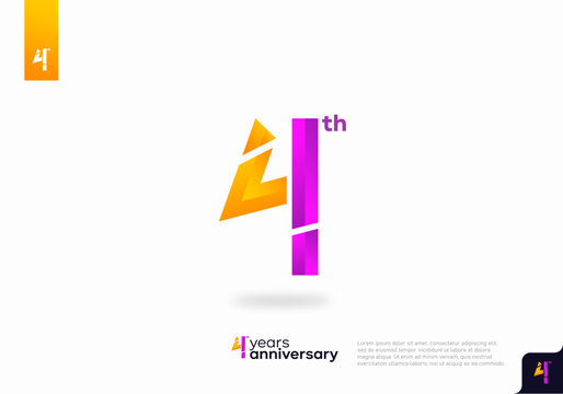 Modern number 4th years anniversary logotype on white background