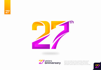 Modern number 27th years anniversary logotype on white background
