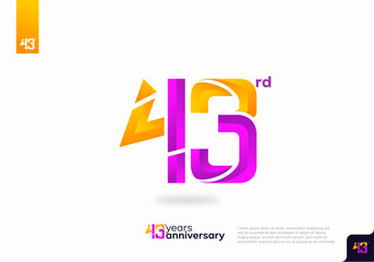 Modern number 43rd years anniversary logotype on white background