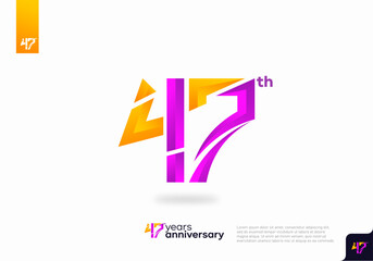 Modern number 47th years anniversary logotype on white background