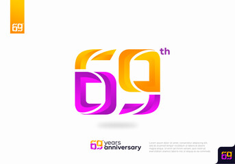 Modern number 69th years anniversary logotype on white background