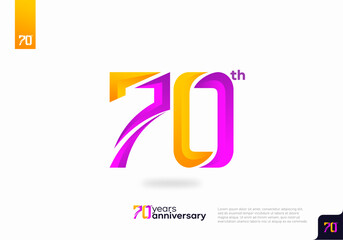 Modern number 70th years anniversary logotype on white background