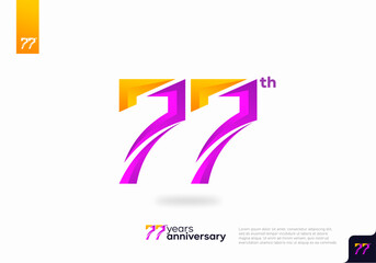 Modern number 77th years anniversary logotype on white background