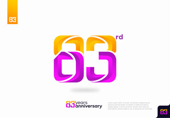 Modern number 83rd years anniversary logotype on white background