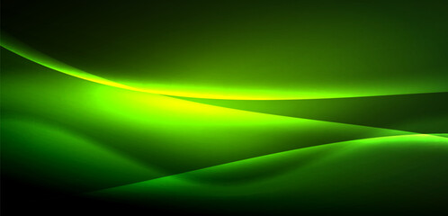 Dynamic waves in ethereal glow of neon lights. Concept merges fluidity of motion with vibrant allure of neon, crafting entrancing backdrop that embodies both vitality and futuristic sophistication