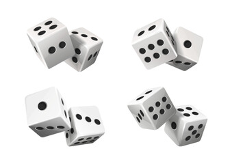 White poker dice with random numbers. 3d realistic vector icon illustration. Isolated on white.